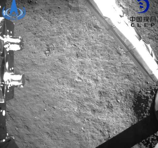 A shot of the lunar surface taken shortly after the landing.